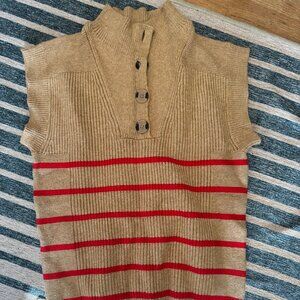 Tan and red sweater vest - XS